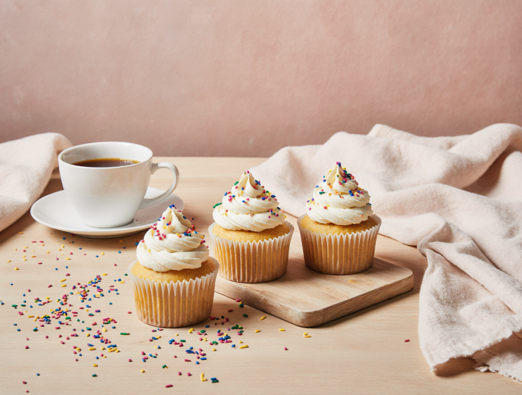 Cupcake de Baunilha com Cobertura Cremosa